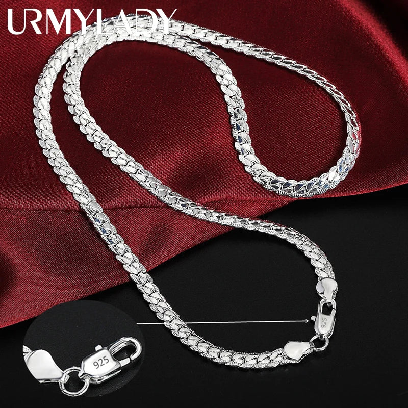 925 Silver Fine Sideways Necklace 50-60cm Chain for Wedding