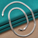 925 Silver Side Chain Bracelet Necklace Set Wedding Charm Gift