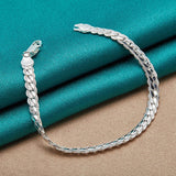 925 Silver Side Chain Bracelet Necklace Set Wedding Charm Gift