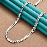 925 Silver Side Chain Bracelet Necklace Set Wedding Charm Gift