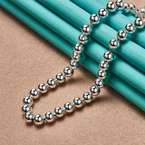 925 Silver Beaded Bracelet Necklace Set Wedding Party