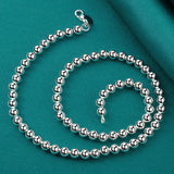 925 Silver Beaded Bracelet Necklace Set Wedding Party