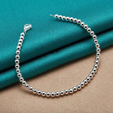 925 Silver Beaded Bracelet Necklace Set Wedding Party