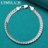 925 Sterling Silver 6mm Chain Bracelet for Wedding