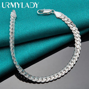 925 Sterling Silver 6mm Chain Bracelet for Wedding