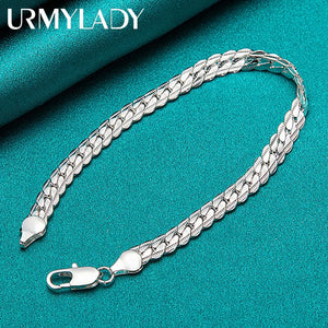925 Sterling Silver 6mm Chain Bracelet for Wedding