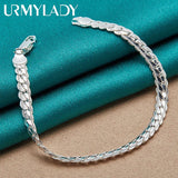 925 Sterling Silver 6mm Chain Bracelet for Wedding