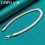 925 Silver 6mm Snake Chain Bracelet Wedding Party Jewelry