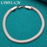925 Silver 6mm Snake Chain Bracelet Wedding Party Jewelry