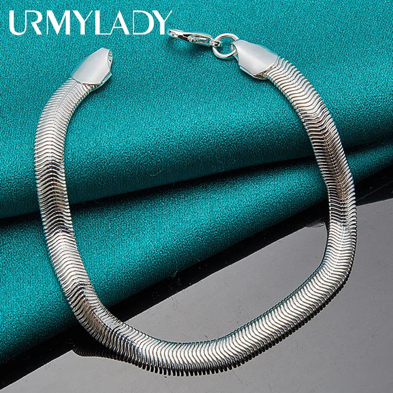 925 Silver 6mm Snake Chain Bracelet Wedding Party Jewelry