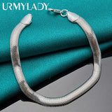 925 Silver 6mm Snake Chain Bracelet Wedding Party Jewelry