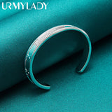 925 Silver Roman Numerals Bangle Cuff Bracelet Wedding Charm