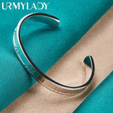 925 Silver Roman Numerals Bangle Cuff Bracelet Wedding Charm