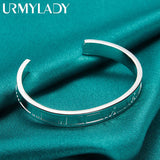 925 Silver Roman Numerals Bangle Cuff Bracelet Wedding Charm