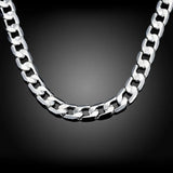 925 Silver 8MM Side Chain Necklace 16-26 Inch Men Wedding Party Gift