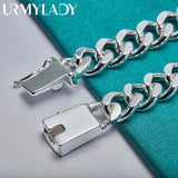 925 Sterling Silver 8MM Side Chain Charm Bracelet For Women