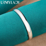 925 Silver 8MM Round Bangle Cuff Bracelet Women Wedding Party
