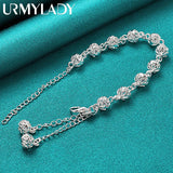 925 Silver 8mm Ball Tassel Chain Bracelet Wedding Party