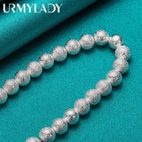925 Silver 8mm Matte Ball Bracelet Women's Wedding Jewelry