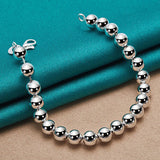 925 Silver 8mm Beaded Chain Set Wedding Party Jewelry
