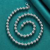 925 Silver 8mm Beaded Chain Set Wedding Party Jewelry