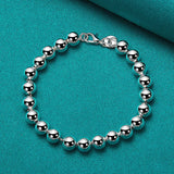925 Silver 8mm Beaded Chain Set Wedding Party Jewelry