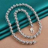 925 Silver 8mm Beaded Chain Set Wedding Party Jewelry