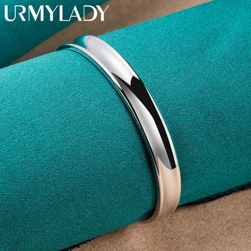 925 Sterling Silver 8mm Round Bangles Bracelet Wedding Charm Jewelry