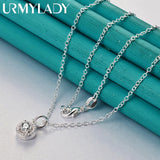 925 Silver AAAAA Zircon Round Pendant Necklace for Women