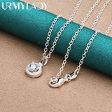 925 Silver AAAAA Zircon Round Pendant Necklace for Women