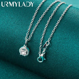 925 Silver AAAAA Zircon Round Pendant Necklace for Women