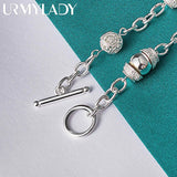925 Silver Ball Drum Bracelet Women's Jewelry Gift