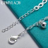 925 Silver Bell Chain Bracelet Women Wedding Jewelry