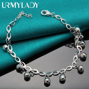 925 Silver Bell Chain Bracelet Women Wedding Jewelry