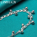 925 Silver Bell Chain Bracelet Women Wedding Jewelry