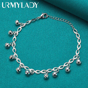 925 Silver Bell Chain Bracelet Women Wedding Jewelry