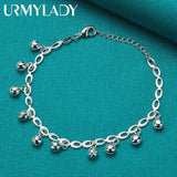 925 Silver Bell Chain Bracelet Women Wedding Jewelry