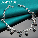 925 Silver Bell Chain Bracelet Women Wedding Jewelry