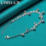 925 Silver Bell Chain Bracelet Women Wedding Jewelry