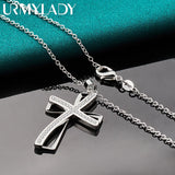 925 Silver Bow Knot Zircon Pendant Necklace for Women