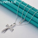 925 Silver Bow Knot Zircon Pendant Necklace for Women