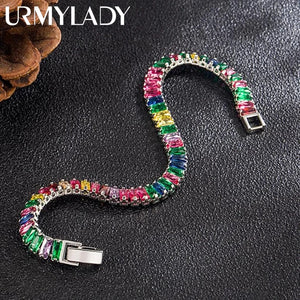 925 Silver Chain Crystal Hand Jewelry Women Charm Gift