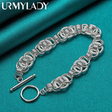 925 Silver Bracelet Snake Chain Screw DIY Jewelry Gift