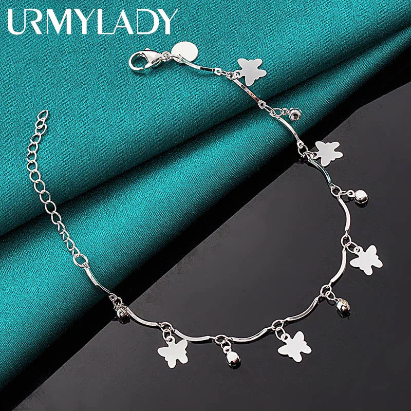 925 Silver Butterfly Bracelet Women Wedding Party Jewelry