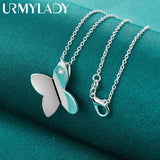925 Silver Butterfly Pendant Necklace Snake Chain 16-30 Inch