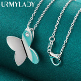 925 Silver Butterfly Pendant Necklace Snake Chain 16-30 Inch