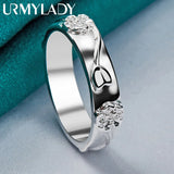 925 Silver Carved Flowers Ring Women Wedding Party Charm Jewelry
