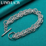 925 Sterling Silver Charm Bracelet Chain Women Wedding Jewelry