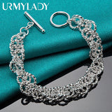 925 Sterling Silver Charm Bracelet Chain Women Wedding Jewelry