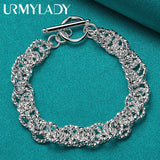 925 Sterling Silver Charm Bracelet Chain Women Wedding Jewelry